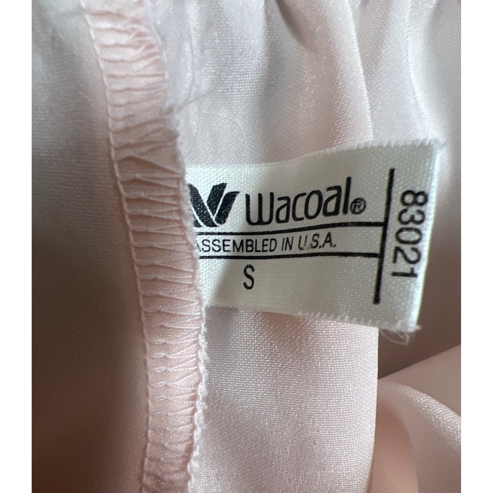 Vintage Wacoal Pink Satin Tap Pants Lace Trim Sleep Shorts Small Made In USA - Picture 2 of 6